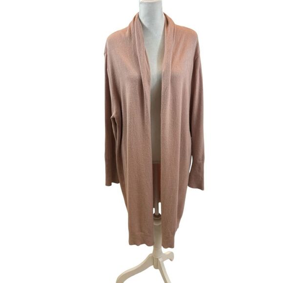 Ladies Leith Cozy Long Cardigan Light Pink Open Front Size XL - Picture 4 of 9